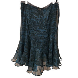 Le Chateau Blue and Black Midi Skirt